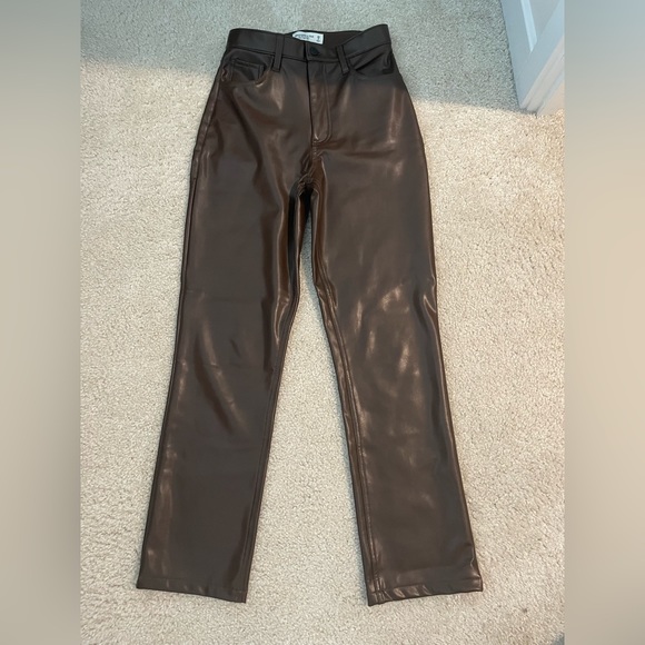 Abercrombie & Fitch Pants - Abercrombie Brown Leather Pants - Curve Love size 26